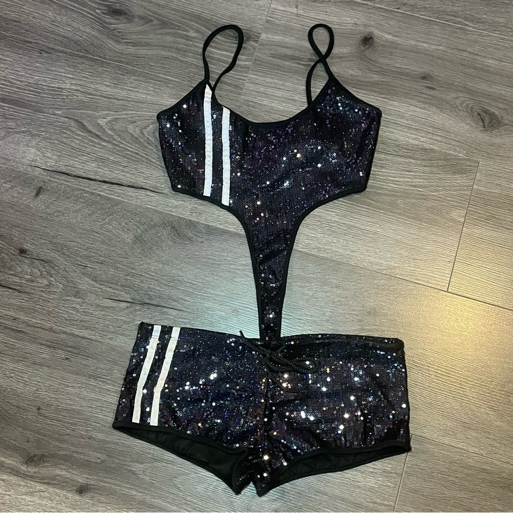 Leg Avenue Black Sequin Shorts Set-Pole dancing